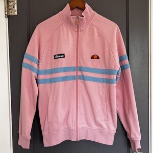 Ellesse Rimini Track Jacket Men's Medium M Pink Blue Stripes Retro Zip Up Sport